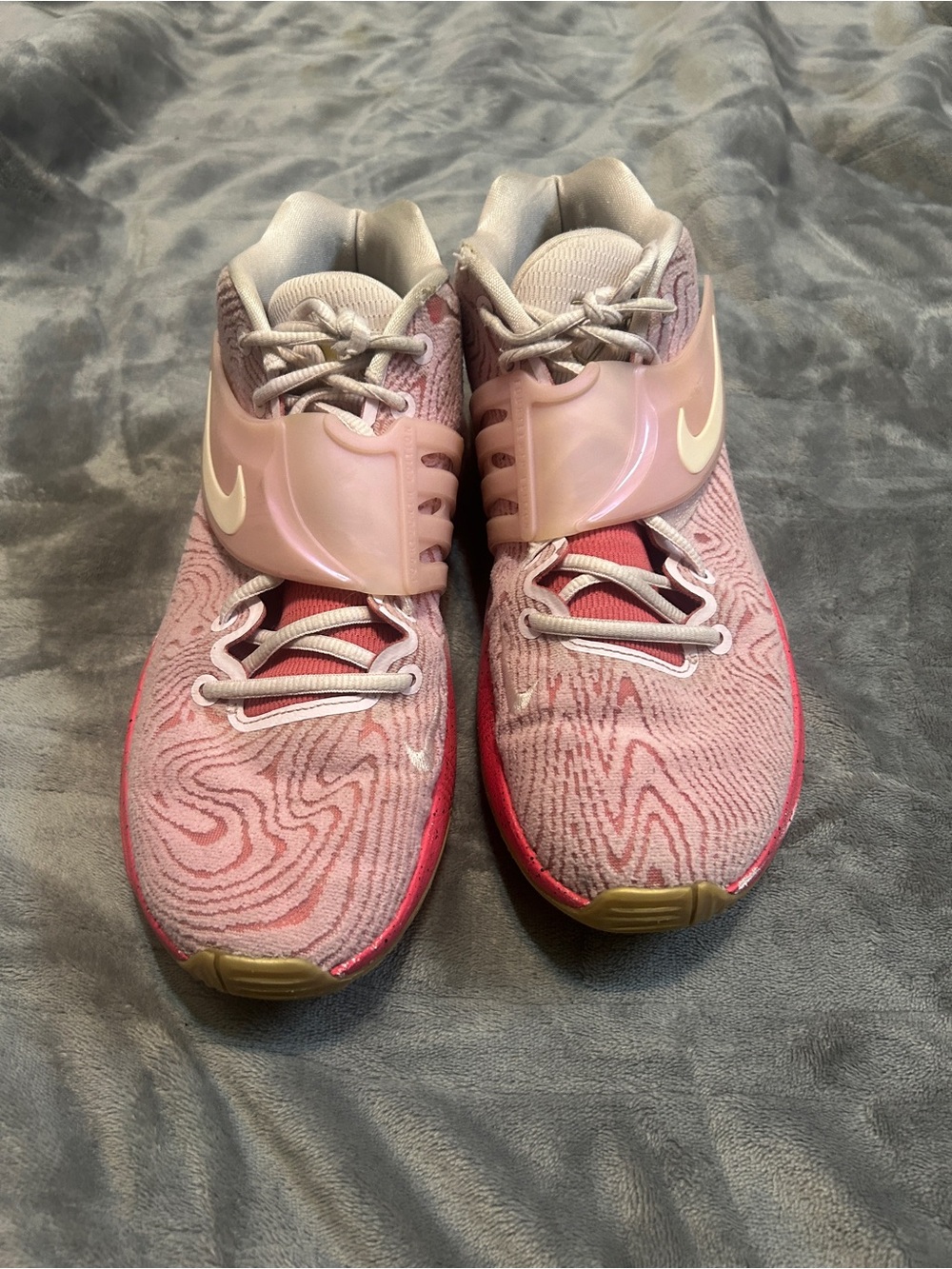 Nike KD’s Women's Pink Strap Athletic Sneakers with Subtle Gold Accents